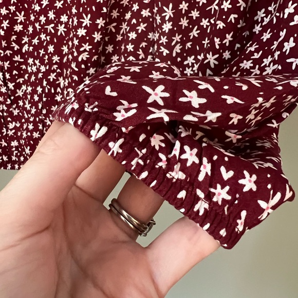 Thereabouts Girls Round Neck Maroon Floral Long Sleeve Blouse - size (S 7/8) - Picture 8 of 10